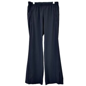 Paskho Black Lightweight Relaxed Loose Fit Wide Straight Leg Nylon Pants sz S